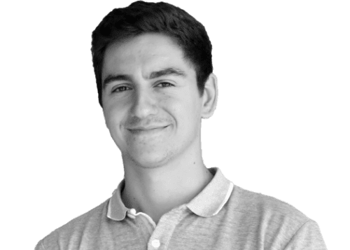 A black and white image of André Barbosa, Co-founder of Cannabud.ai and engineer.